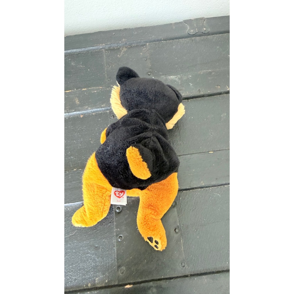 Ty Beanie Boos Ace German Shepherd Dog Plush Black Tan Glitter Eyes 6" - Picture 7 of 8